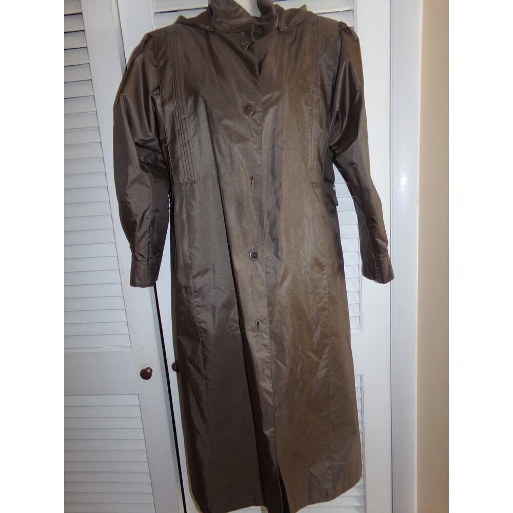 Vintage 80s J Gallery Petites trench coat w liner 5/6 Padded shoulders‎ No belt